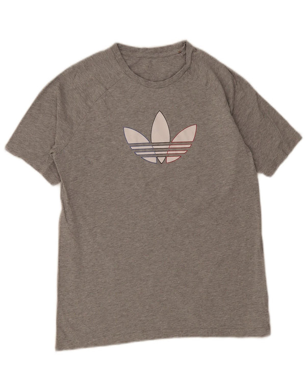 Damska koszulka graficzna Adidas Top UK 10, mała, szara bawełna