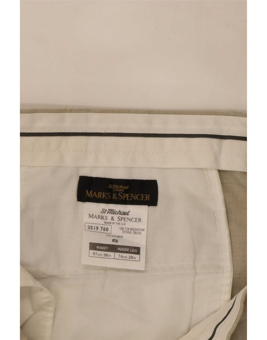 Męskie proste spodnie chino Marks & Spencer W38 L27 Beżowy poliester