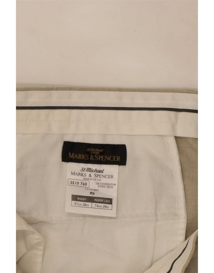 Męskie proste spodnie chino Marks & Spencer W38 L27 Beżowy poliester
