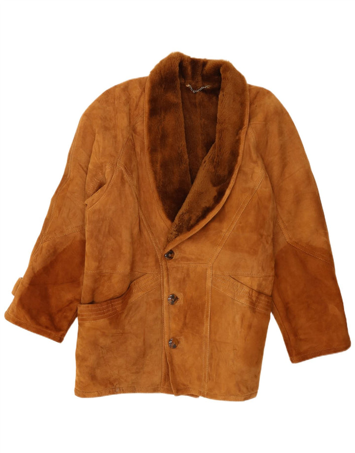 Vintage męska kurtka shearling IT 54 2XL brązowa