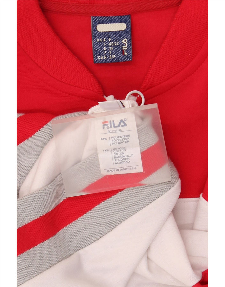 Damska bluza dresowa Fila Crop Top Jacket UK 10 Mały czerwony poliester w blokach kolorów