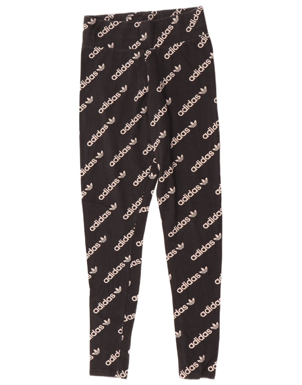 Damskie legginsy Adidas Graphic UK 12, średnie, czarne, bawełniane
