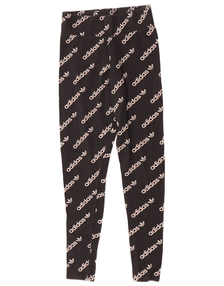 Damskie legginsy Adidas Graphic UK 12, średnie, czarne, bawełniane