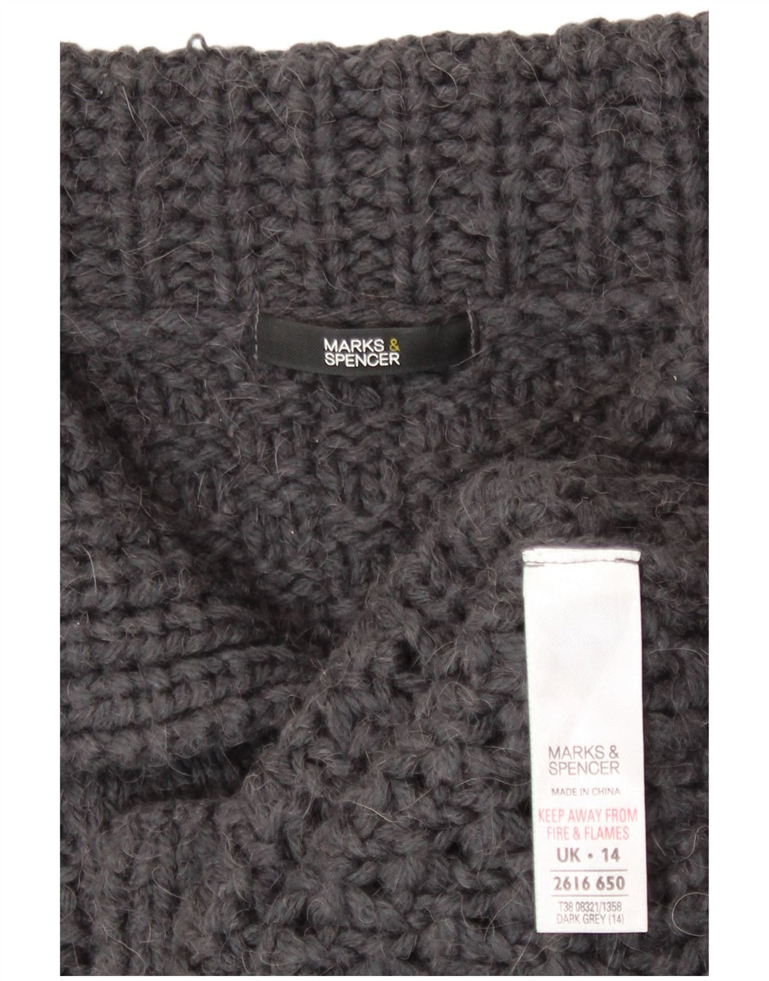 Marks & Spencer Damski sweter kardigan UK 14 Średni szary akryl