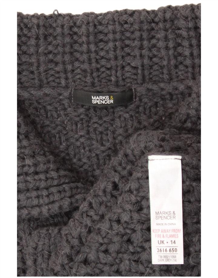 Marks & Spencer Damski sweter kardigan UK 14 Średni szary akryl