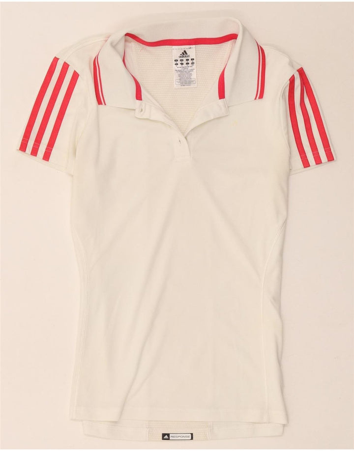 Damska koszulka polo Adidas Climacool UK 14, średni biały poliester