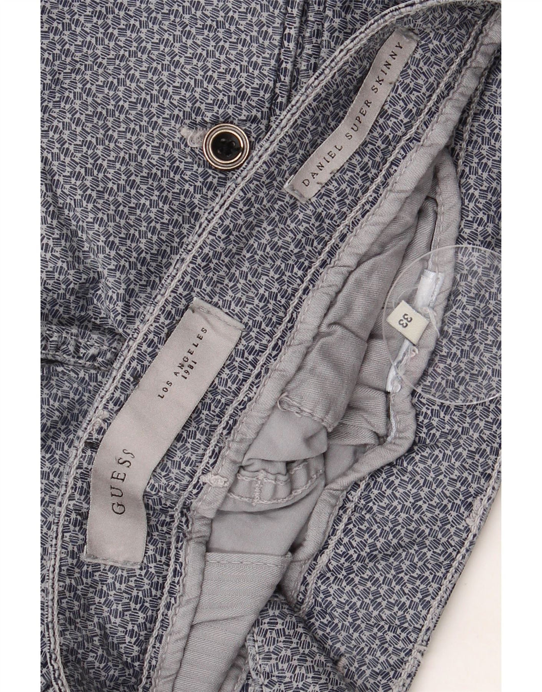 Spodnie męskie Daniel Skinny Chino GUESS W33 L29 Niebieskie geometryczne