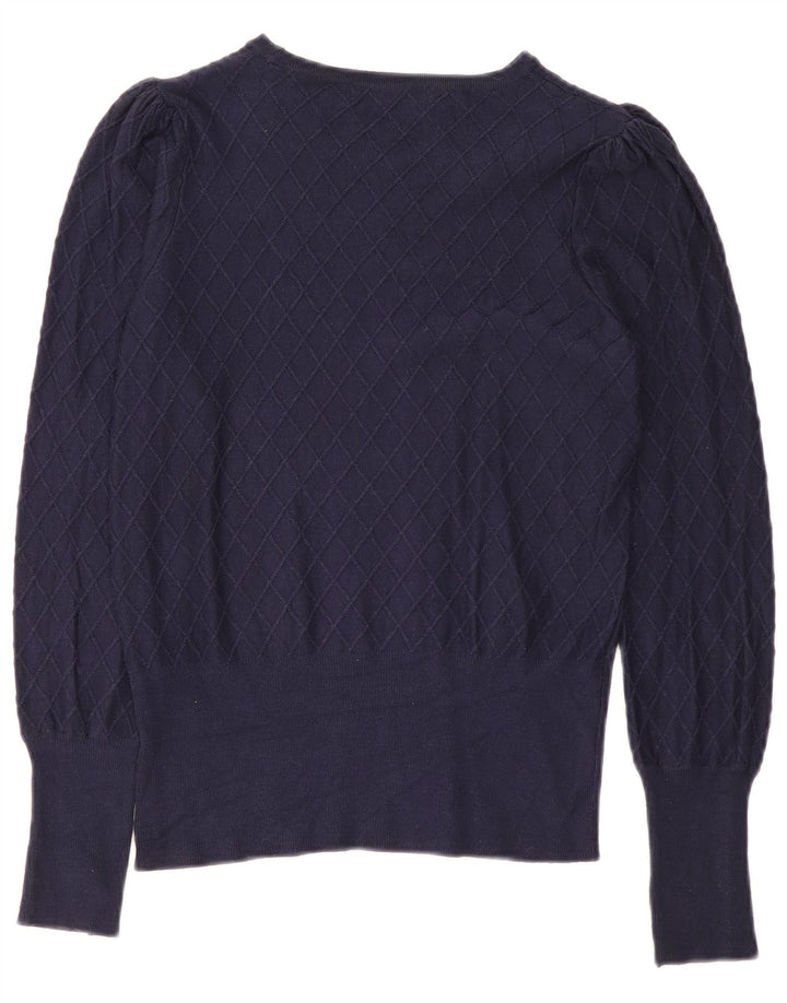 Marks & Spencer Damski sweter z dekoltem w łódkę, UK 8, mały, granatowy