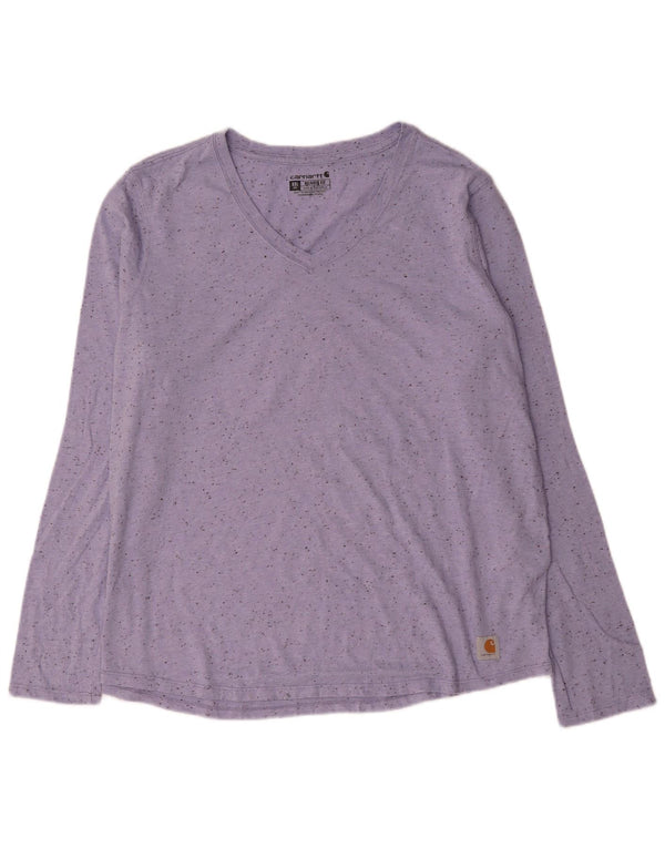 Damski top Carhartt o swobodnym kroju z długim rękawem US 20 2XL Fioletowa bawełniana nakrapiana
