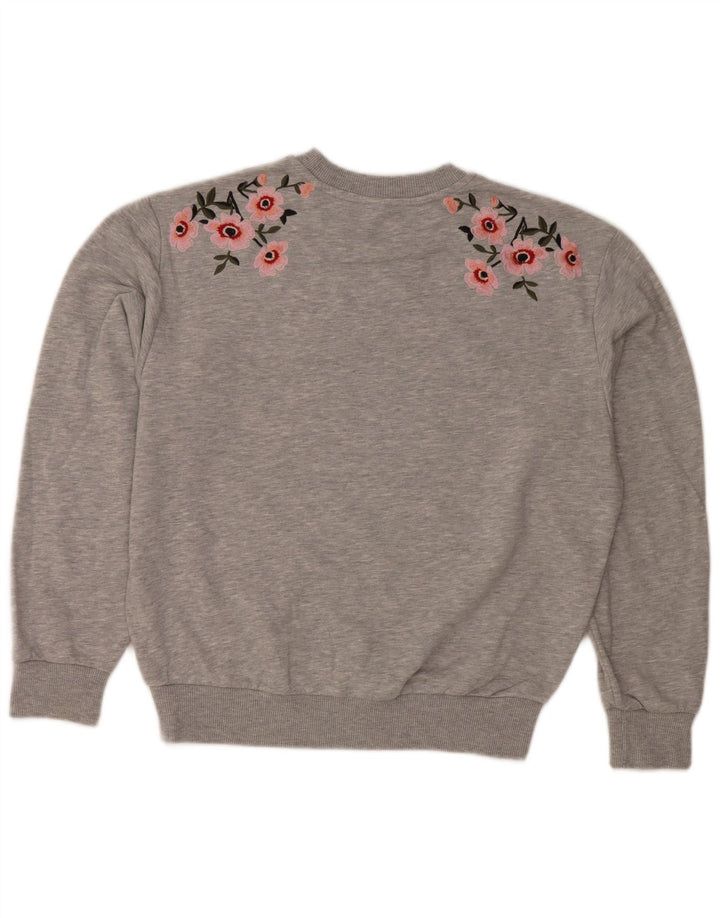 Damski sweter oversize Topshop UK 6 XS Szary, kwiatowy poliester