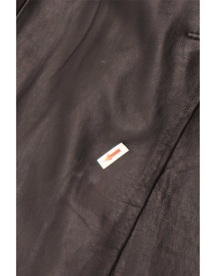 Vintage męski skórzany trencz z podwójnymi piersiami UK 36 Small Black