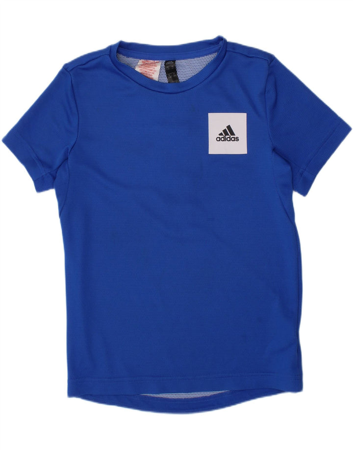 ADIDAS Boys Aeroready T-Shirt Top 7-8 Years Blue Polyester Vintage Adidas and Second-Hand Adidas from Messina Hembry 