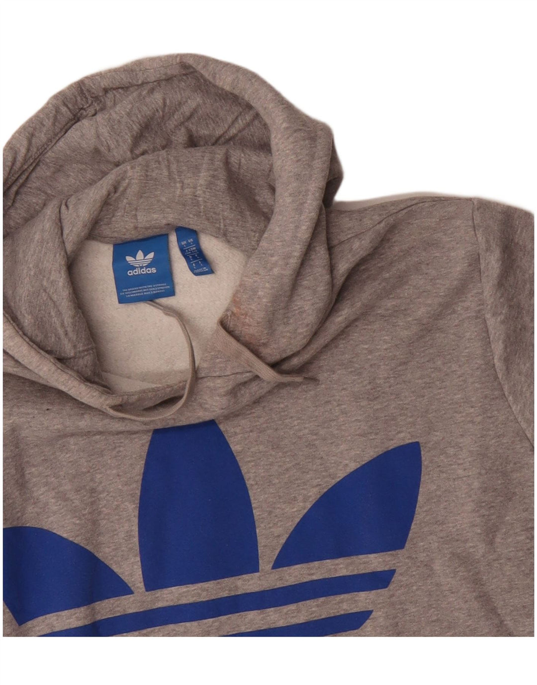 Damski sweter oversize z kapturem i grafiką ADIDAS UK 16, duży, szary, bawełniany