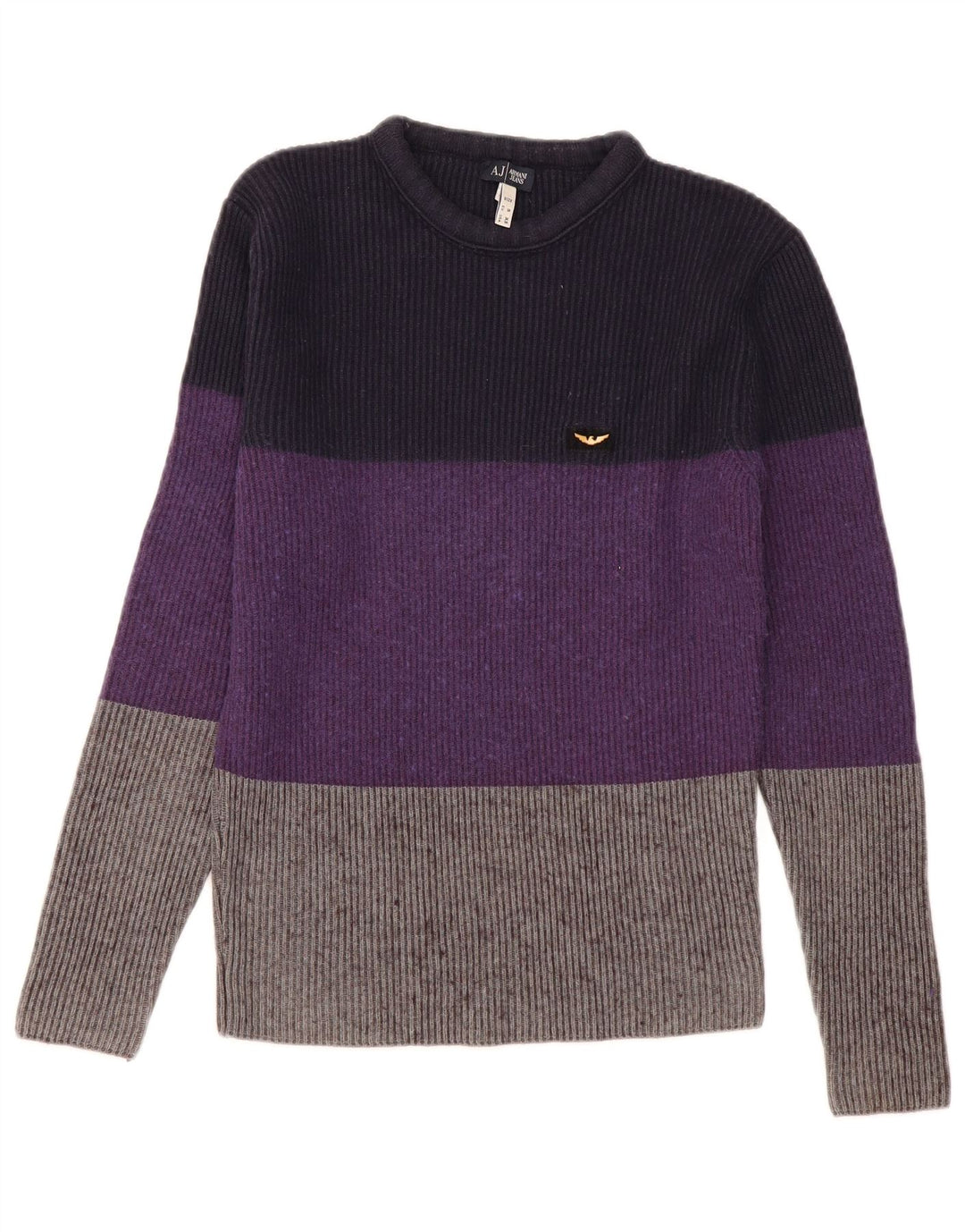 Męski sweter z okrągłym dekoltem Armani Jeans, mały, wielokolorowy blok kolorów