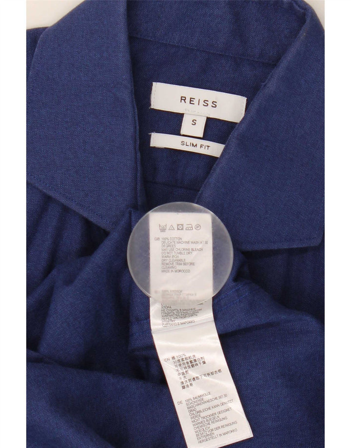 Koszula męska Reiss Slim Fit, mała, granatowa, bawełniana
