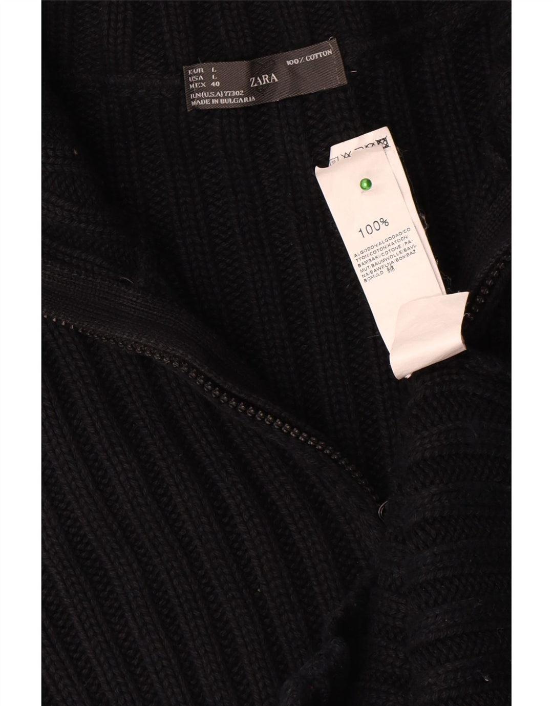 Zara Męski sweter rozpinany, duży, granatowy, bawełniany