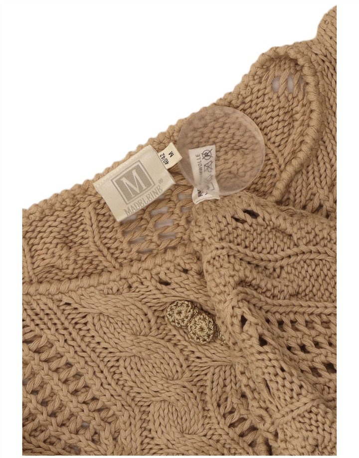 Sweter damski Madeleine z przezroczystym dekoltem w łódkę, EU 40/42, średni beż