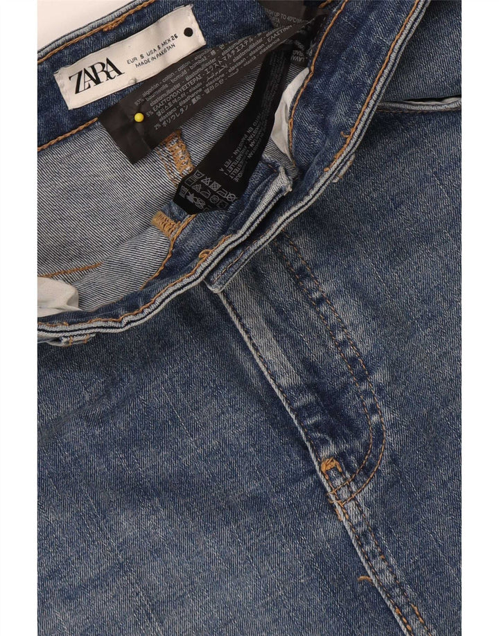 Damska spódnica midi jeansowa Zara, mała W26, niebieska bawełna