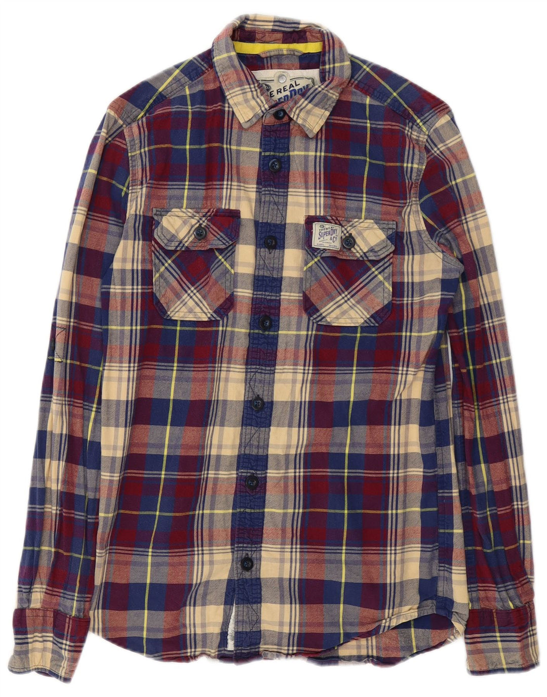 Męska koszula flanelowa Superdry w małą wielobarwną kratę, bawełniana