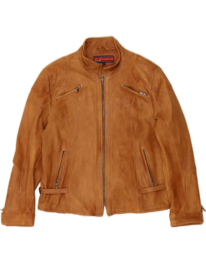 S&A Womens Leather Jacket IT 48 XL Brown Leather Vintage S&A and Second-Hand S&A from Messina Hembry 