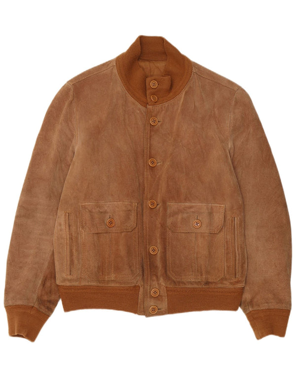 Vintage męska zamszowa kurtka bomber IT 52 XL brązowa skóra