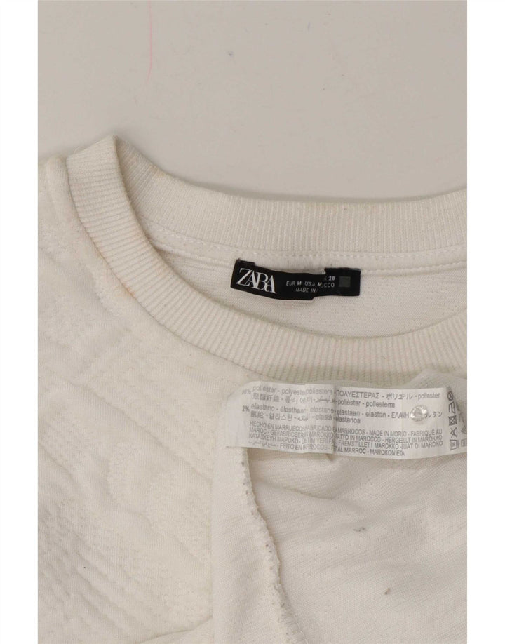 Damski sweter Zara o swobodnym kroju, UK 12, średni biały geometryczny
