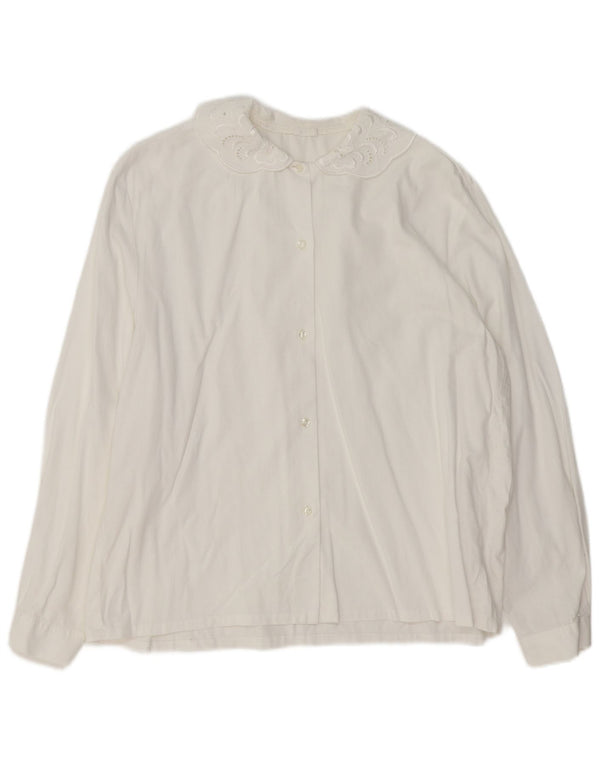 Bluzka damska w stylu vintage, UK 18 XL, biała w kwiaty