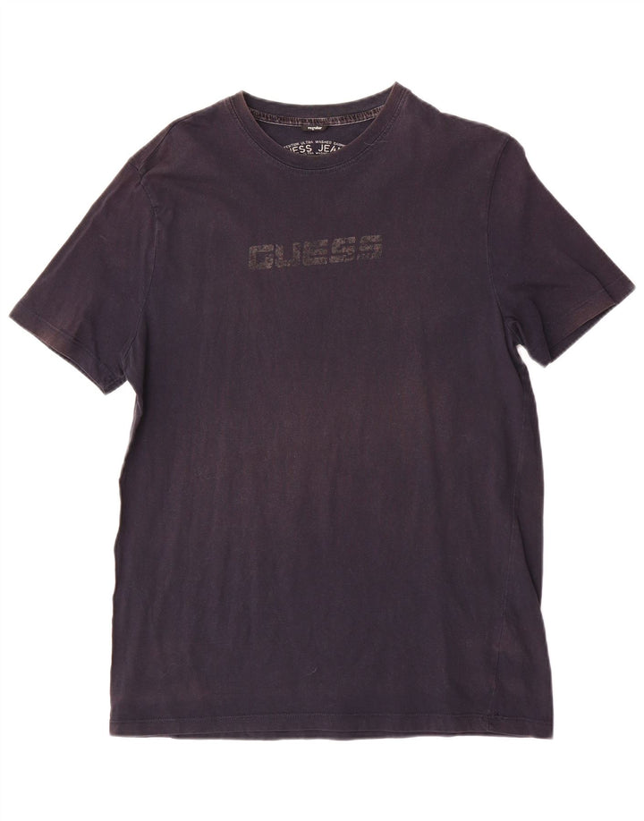 Męski T-shirt Guess Regular Graphic, duży, granatowy, bawełniany