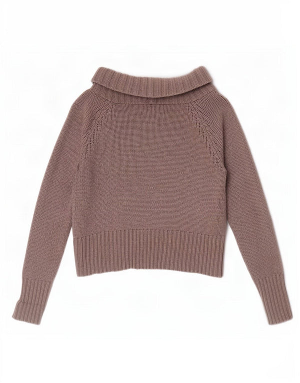Sweter damski Jigsaw Crop 3/4 z rękawami i kopertowymi rękawami UK 14 Średni brąz