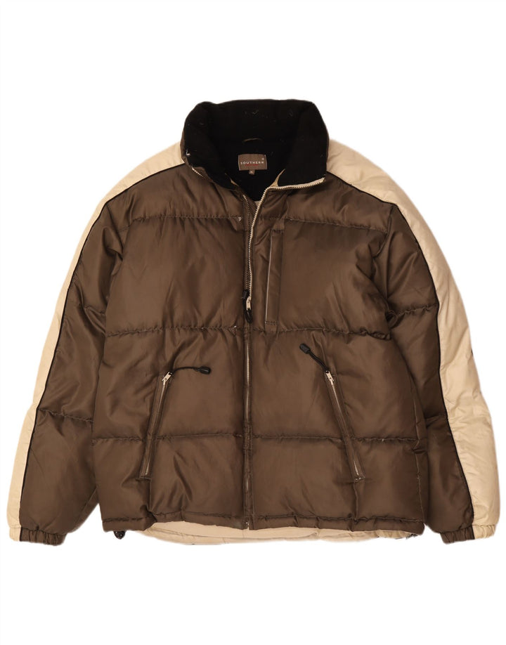 Męska ocieplana kurtka Southern UK 42 XL, brązowy poliester z blokami kolorów