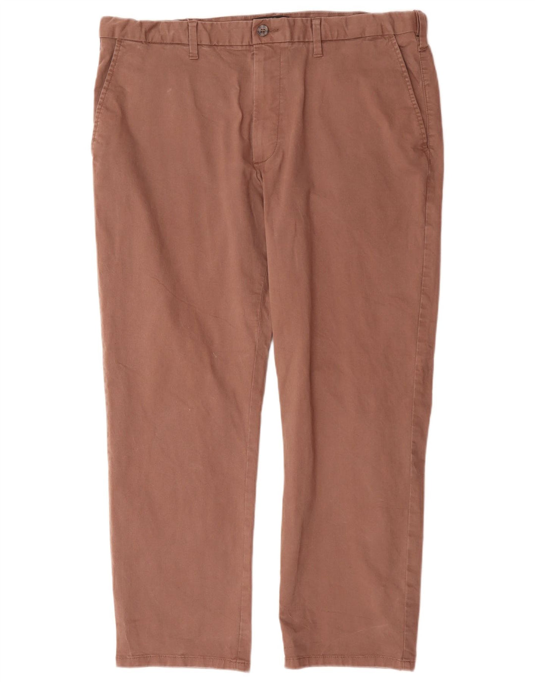 Marks & Spencer Męskie proste spodnie chino W40 L29 Brązowa bawełna