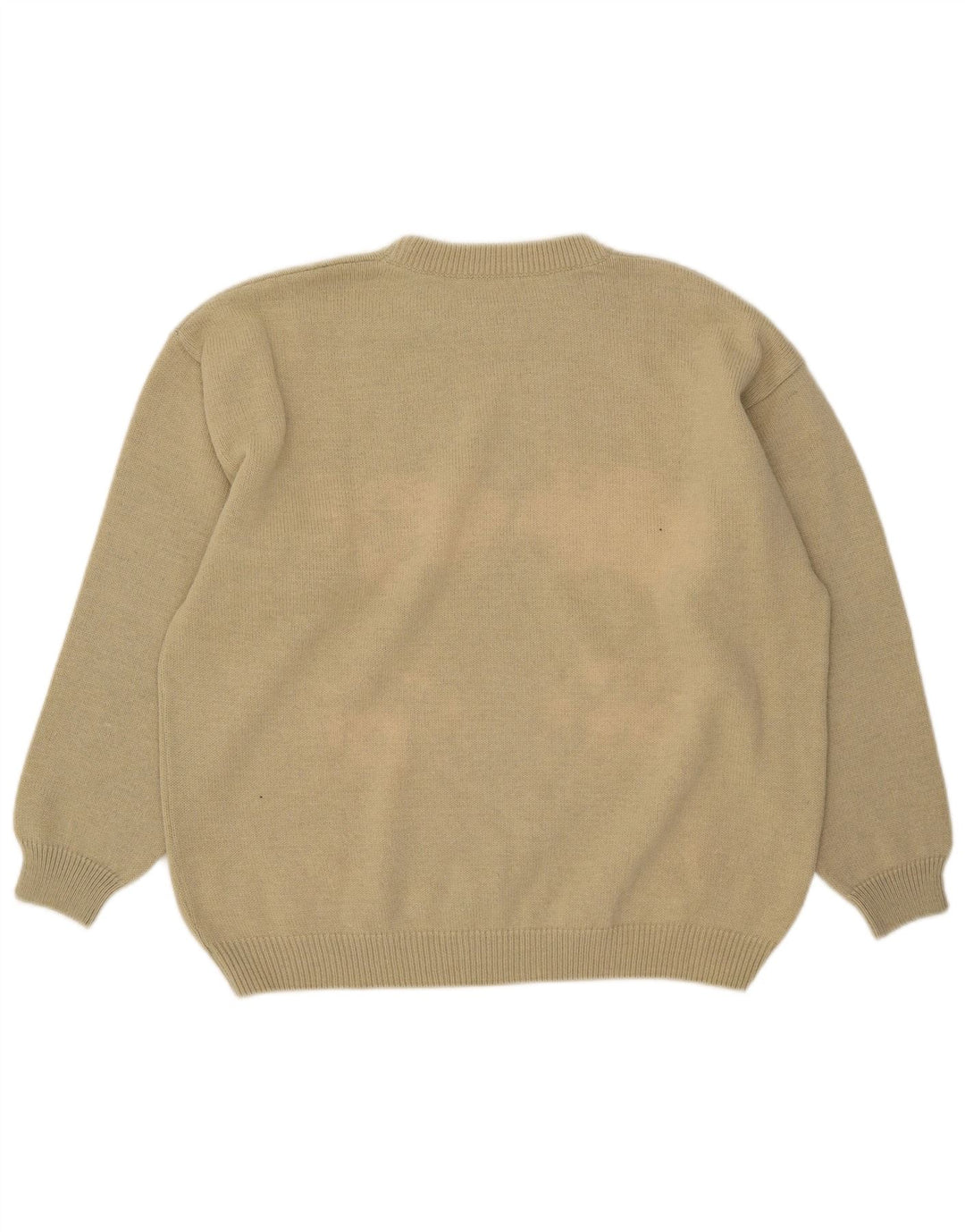 Vintage męski sweter z okrągłym dekoltem IT 52 duża beżowa wełna