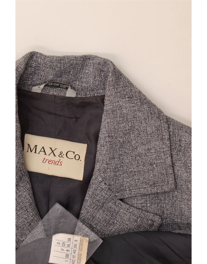 Damska marynarka zapinana na 4 guziki Max & Co., Wielka Brytania 10, mała, szary poliester