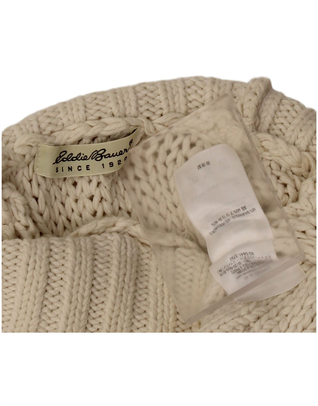 Damski sweter z golfem Eddie Bauer UK 8, mały, z białej bawełny