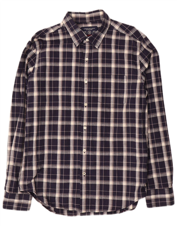 Koszula męska American Eagle, bawełniana, w średnią granatową kratkę