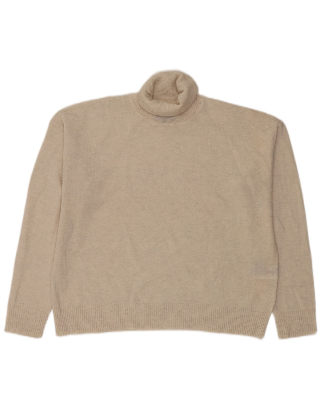 Damski sweter oversize Superdry z golfem UK 14, duża beżowa wełna