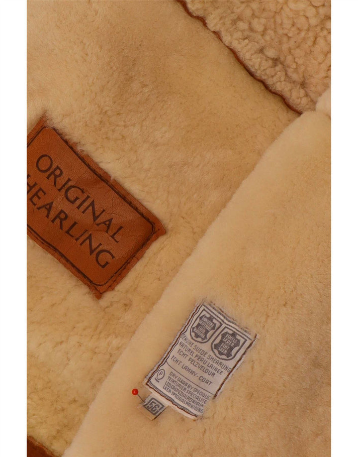 Vintage męska kurtka shearling IT 56 2XL brązowa