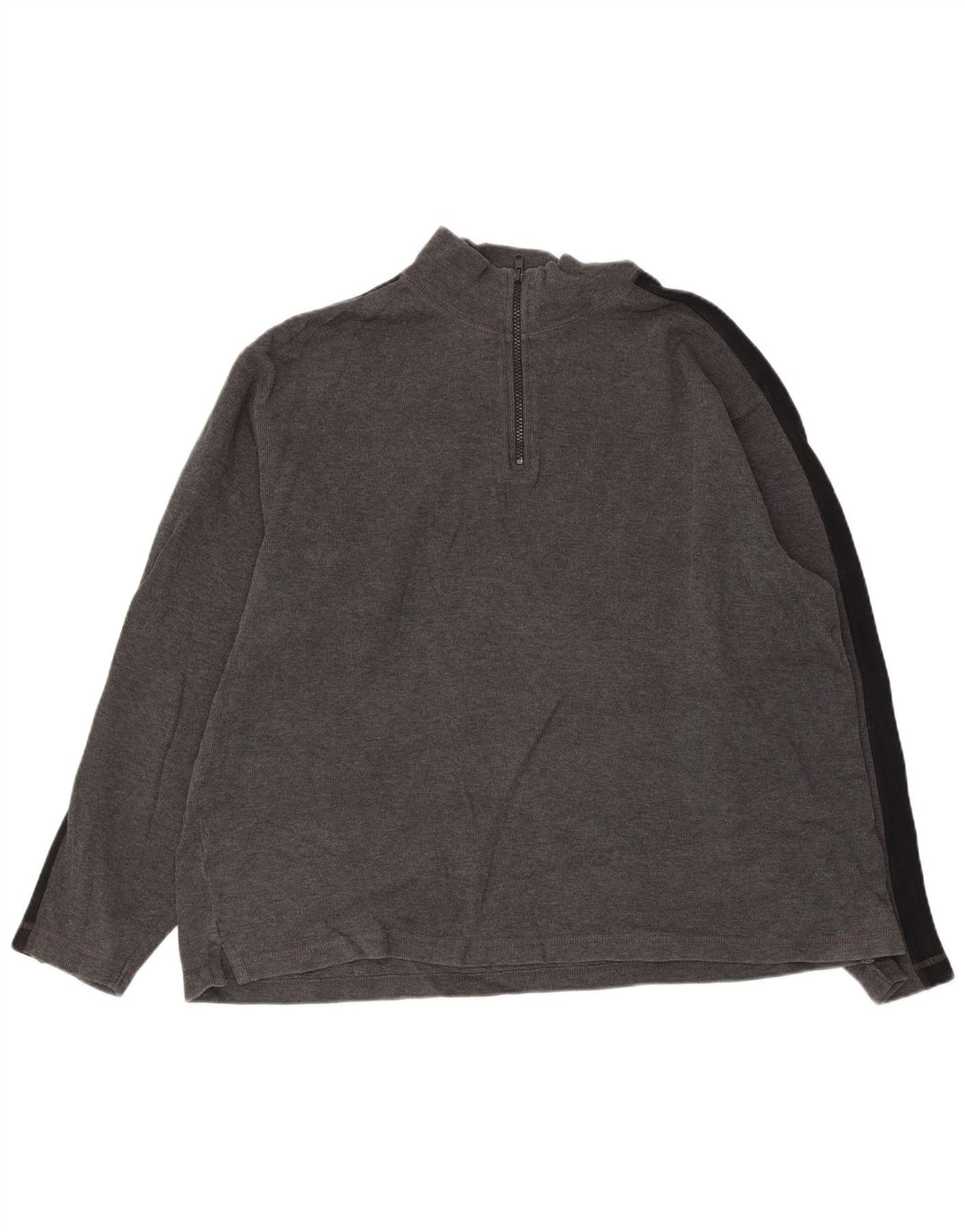 EDDIE BAUER Męski sweter z zamkiem błyskawicznym, duży, szary, bawełniany z blokami kolorów