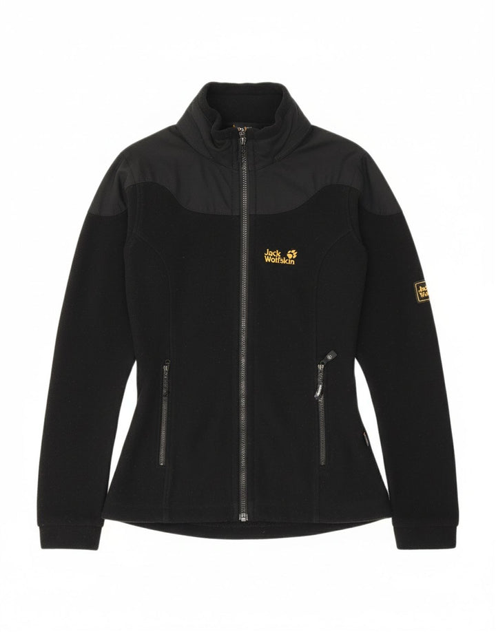 JACK WOLFSKIN Womens Oversized Fleece Jacket UK 10 Small Black Colourblock