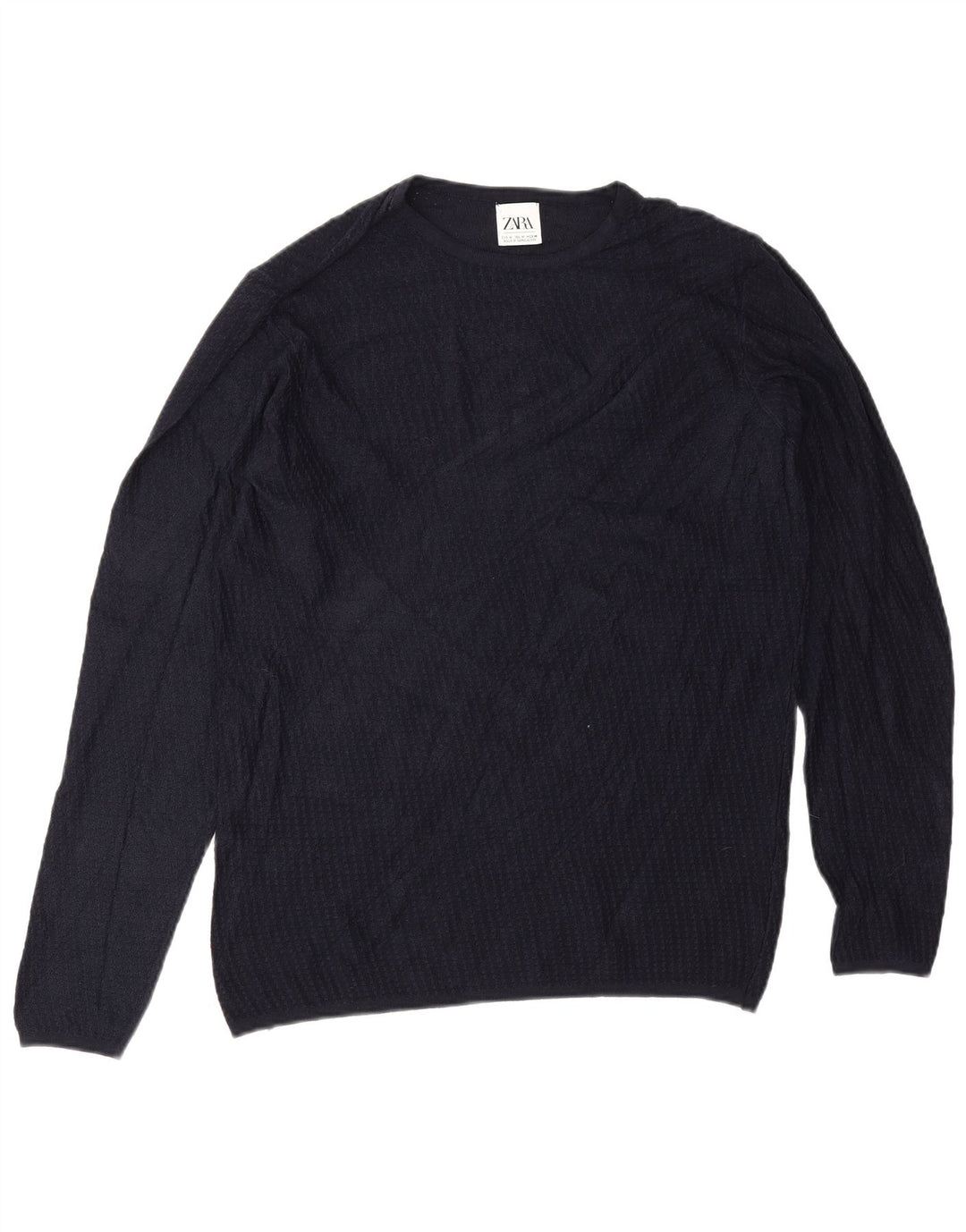 Męski sweter z okrągłym dekoltem Zara, średni granatowy, wiskoza