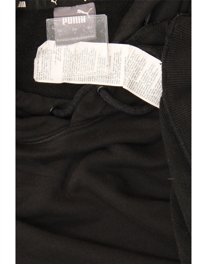 PUMA Mens Hoodie Jumper Large Black Cotton
