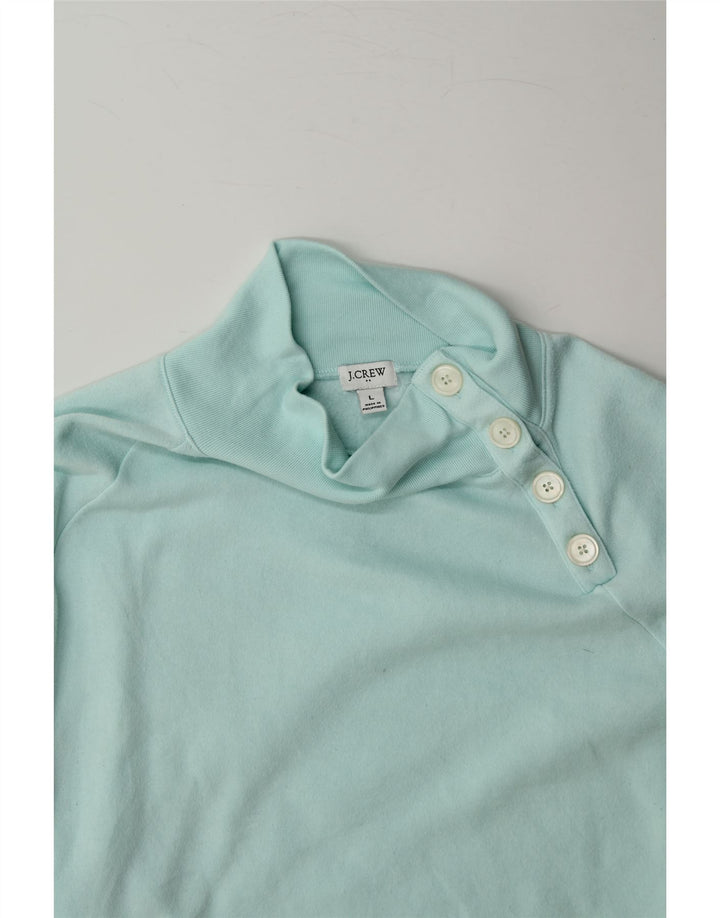 J. CREW Womens Oversized Button Neck Sweatshirt Jumper UK 16 Large Blue Vintage J. Crew and Second-Hand J. Crew from Messina Hembry 