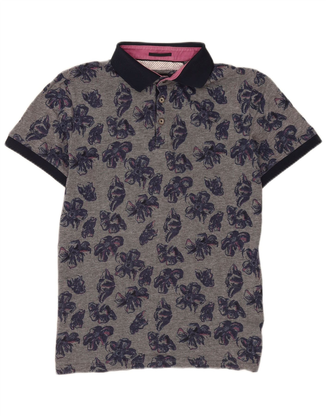 Męska koszulka polo Ted Baker, rozmiar 4, duża, szara, bawełniana w kwiaty