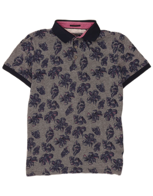 Męska koszulka polo Ted Baker, rozmiar 4, duża, szara, bawełniana w kwiaty
