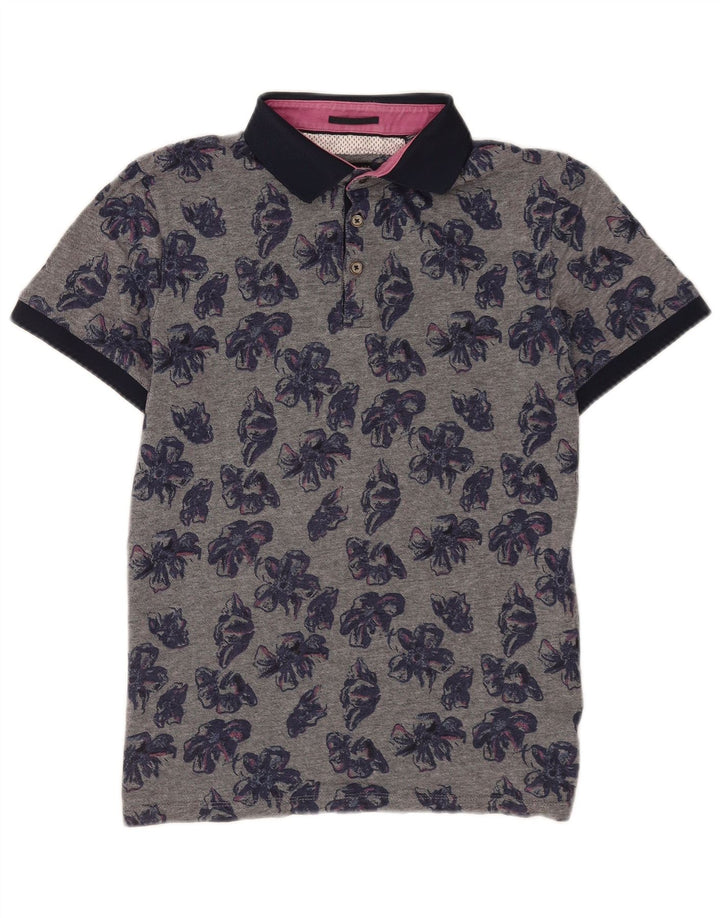 Męska koszulka polo Ted Baker, rozmiar 4, duża, szara, bawełniana w kwiaty