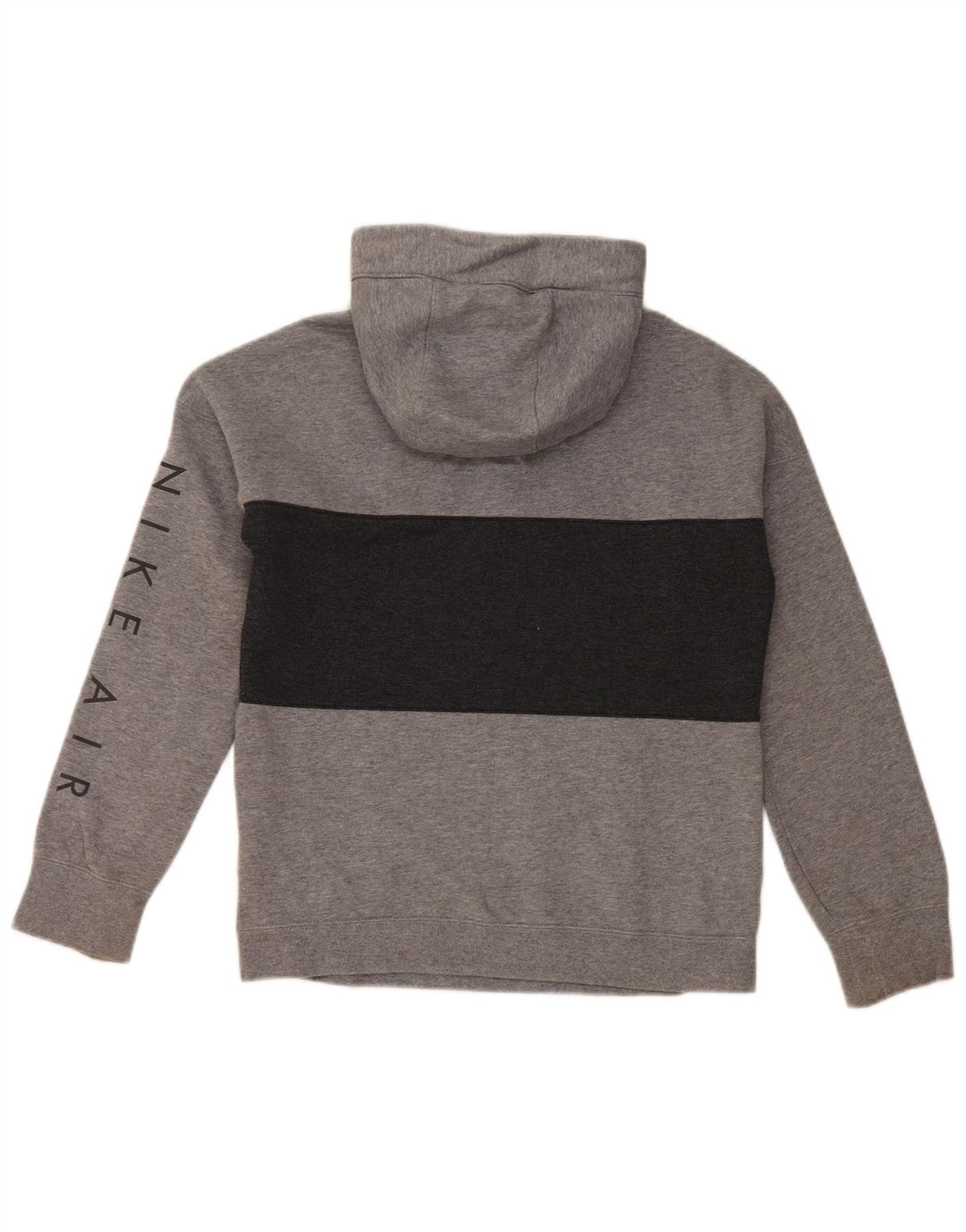 Chłopięcy sweter z kapturem NIKE z grafiką, 12-13 lat, duży, szary, z blokami kolorów