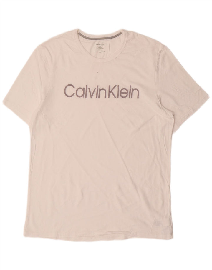 Męski T-shirt z grafiką Calvin Klein, duży, biały
