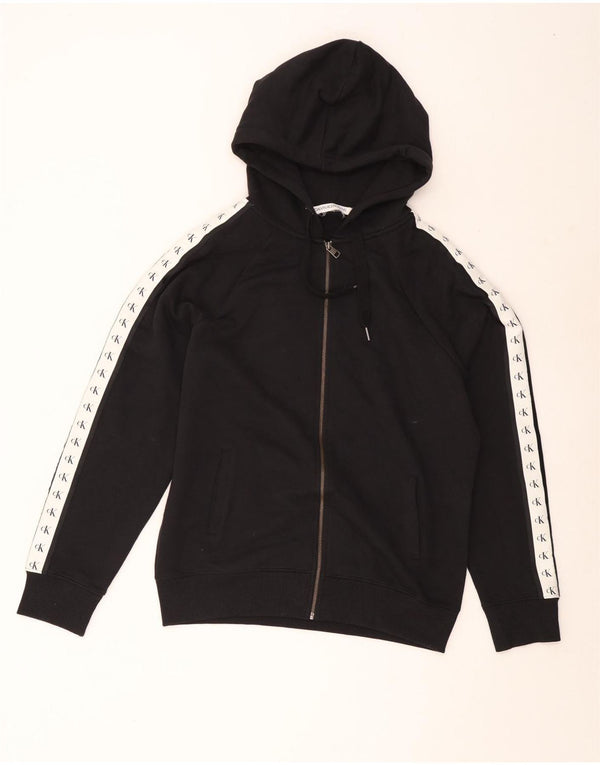 Damski sweter z kapturem i zamkiem Calvin Klein Jeans UK 16, duży, czarny, z blokami kolorów