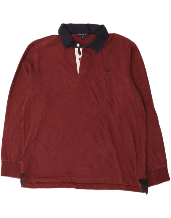Crew Clothing Mens Long Sleeve Rugby Polo Shirt XL Burgundy Cotton