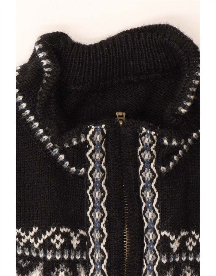 Męski sweter rozpinany VINTAGE, duży, czarny Fair Isle